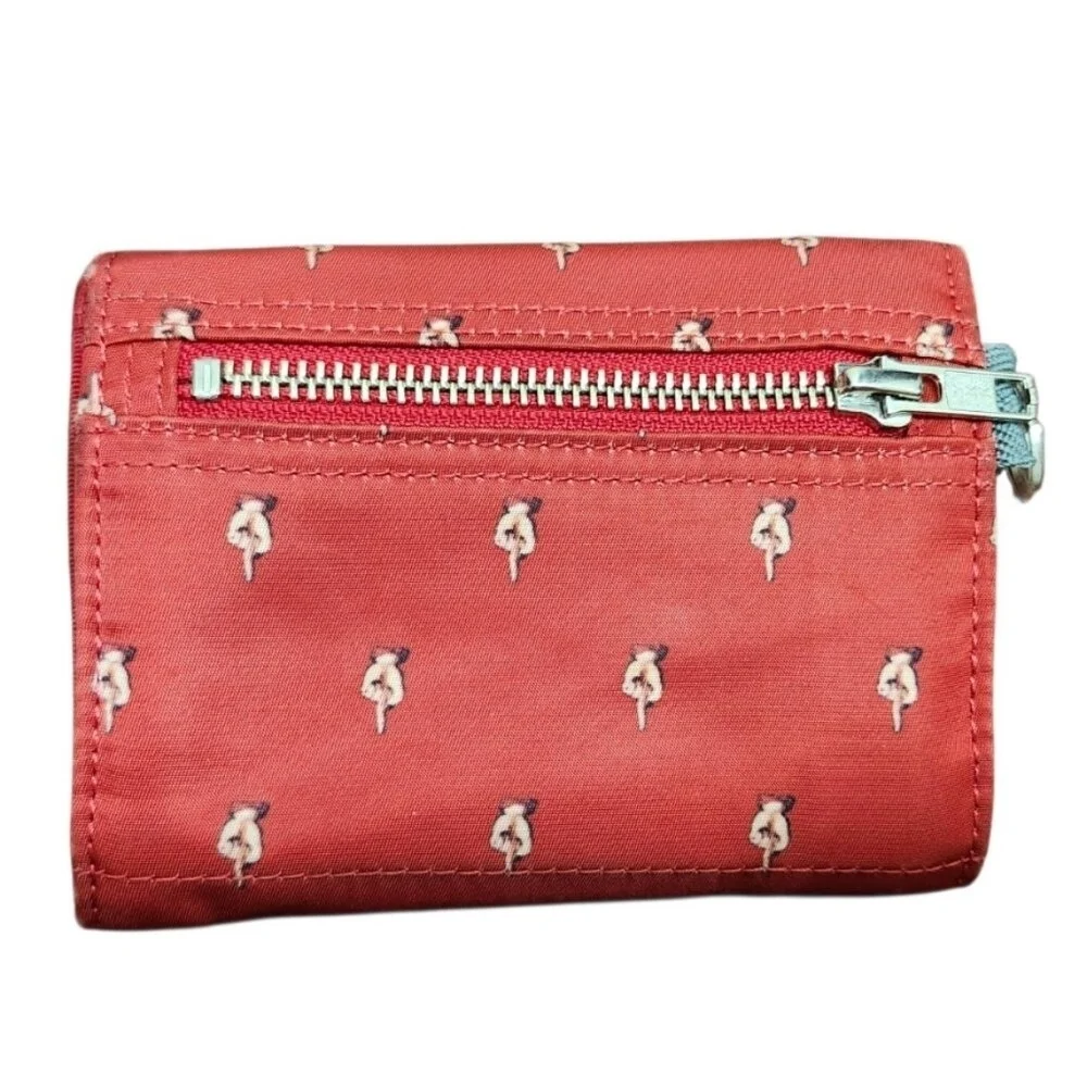 Porter Tokyo Japan Red Canvas Wallet Zip Coin Key Ring Small Trifold